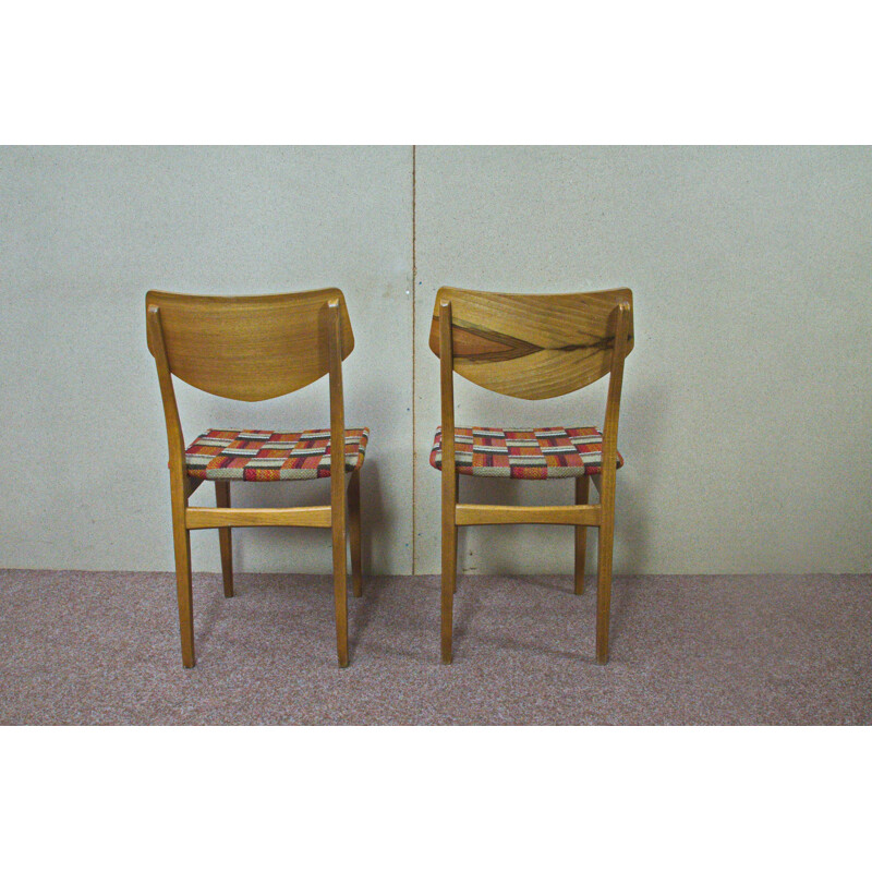 Lot de 4 Chaises à repas allemandes en noyer - 1960