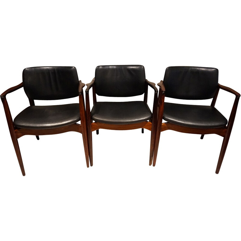 Scandinavian Armchairs made of Rio rosewood and leather by Ib Kofod Larsen - 1970s