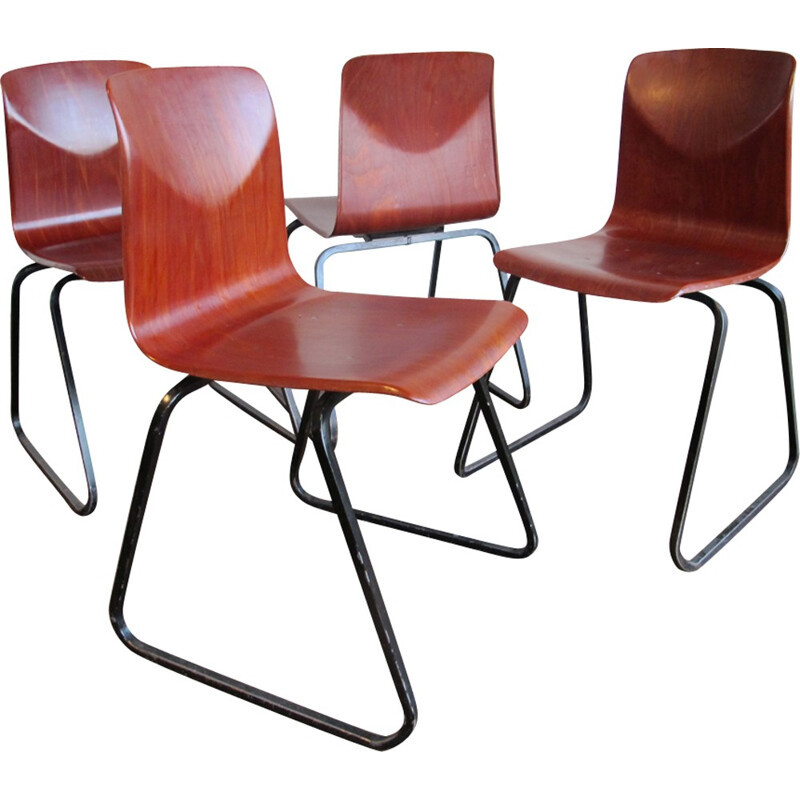 Set of 4 Vintage Chairs by Galvanitas Thur op Seat - 1960s