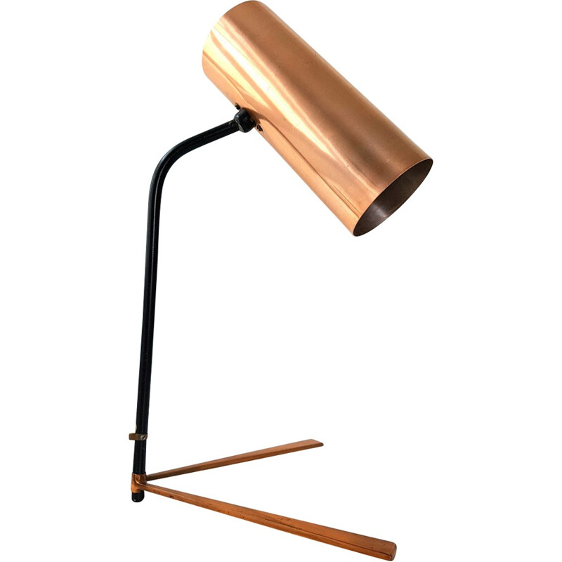 Vintage copper tripod table lamp - 1950s