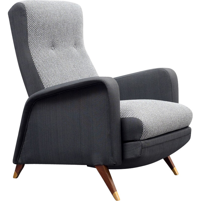 Fauteuil vintage allemand retapissé - 1950