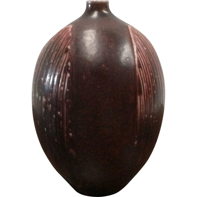 Brown ceramic vase by Gerd Bogelund for Royal Copenhagen - 1950s