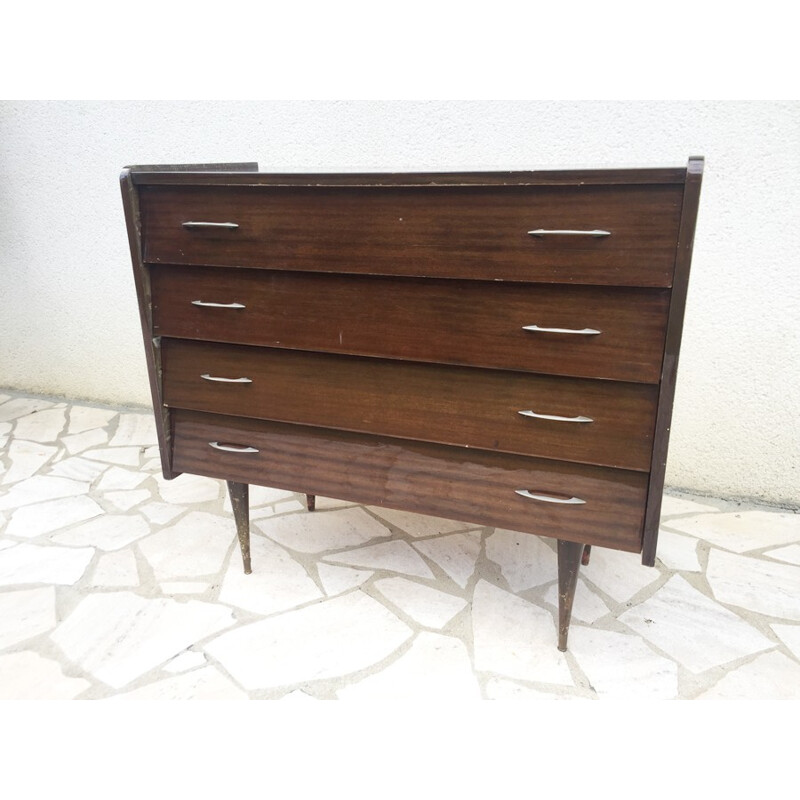 Mid-century varnished chest of drawers - 1960s