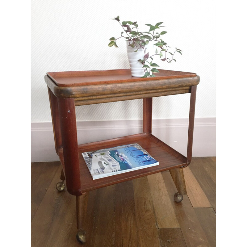 Vintage Scandinavian serving table on wheels - 1960s