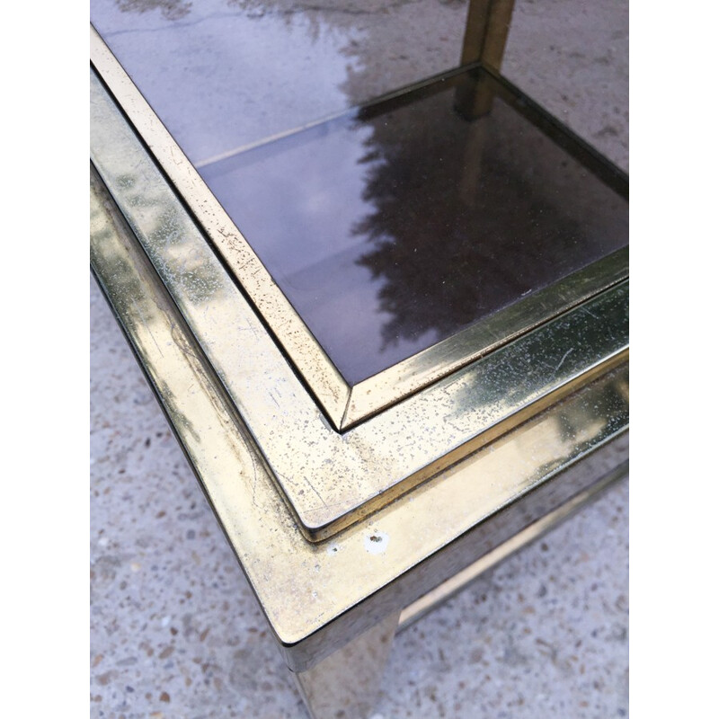 Table basse vintage carrée en verre - 1970s