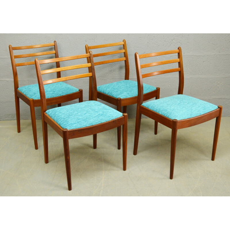 Set of 4 vintage teak and fabric dining chairs by G-Plan - 1960s