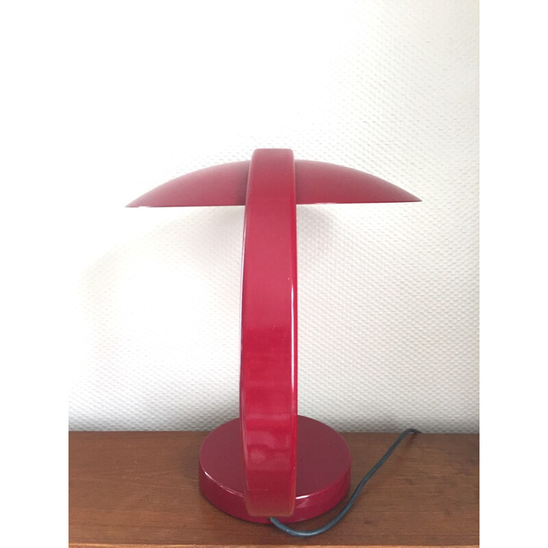 Vintage red desk lamp produced by Pierre Disderot - 1980s