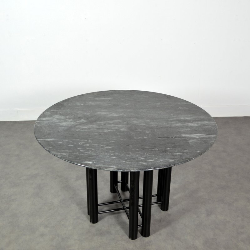 Table à repas en marbre et métal - 1980