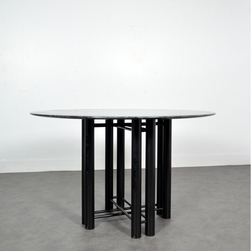 Vintage dining table made of marble and metal - 1980s