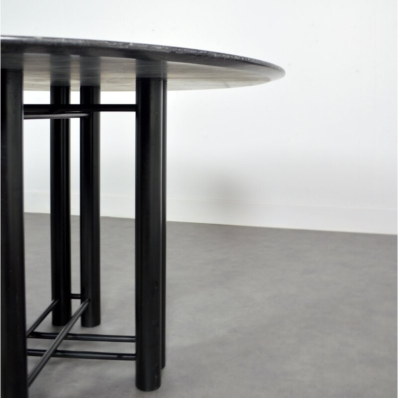 Vintage dining table made of marble and metal - 1980s