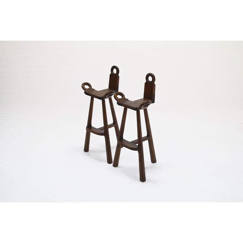 Suite de 2 tabourets vintage brutalist espagnols - 1960