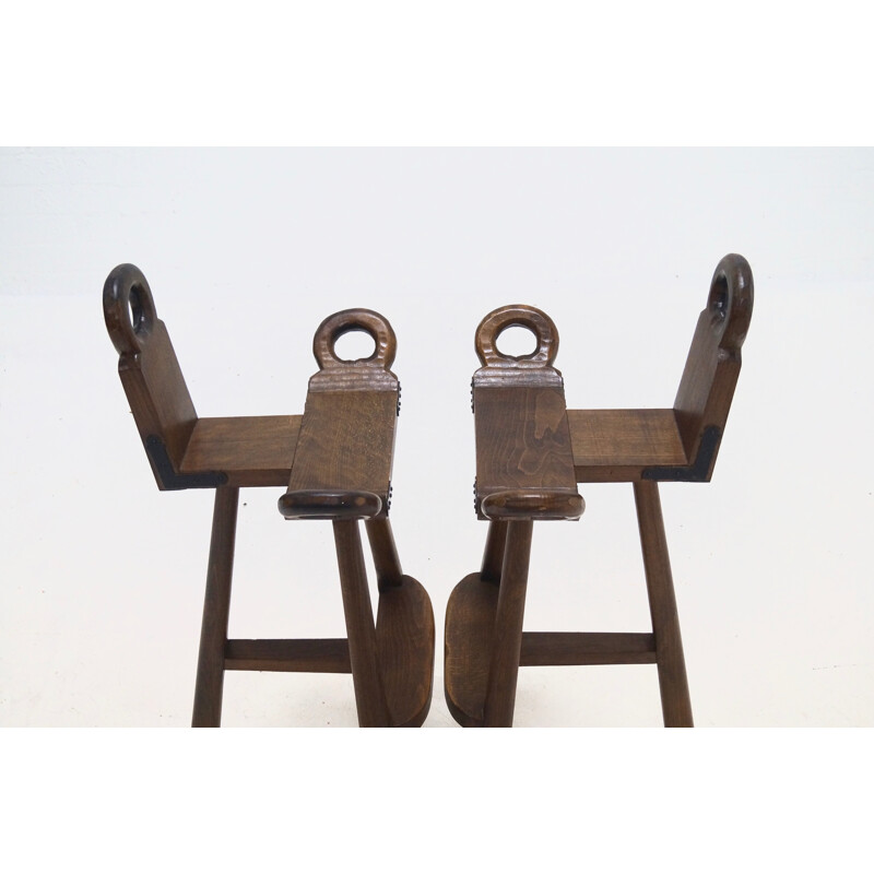 Suite de 2 tabourets vintage brutalist espagnols - 1960