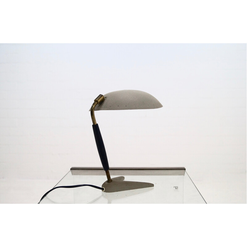 Lampe de table à pied de Corbeau vintage en métal et laiton - 1950