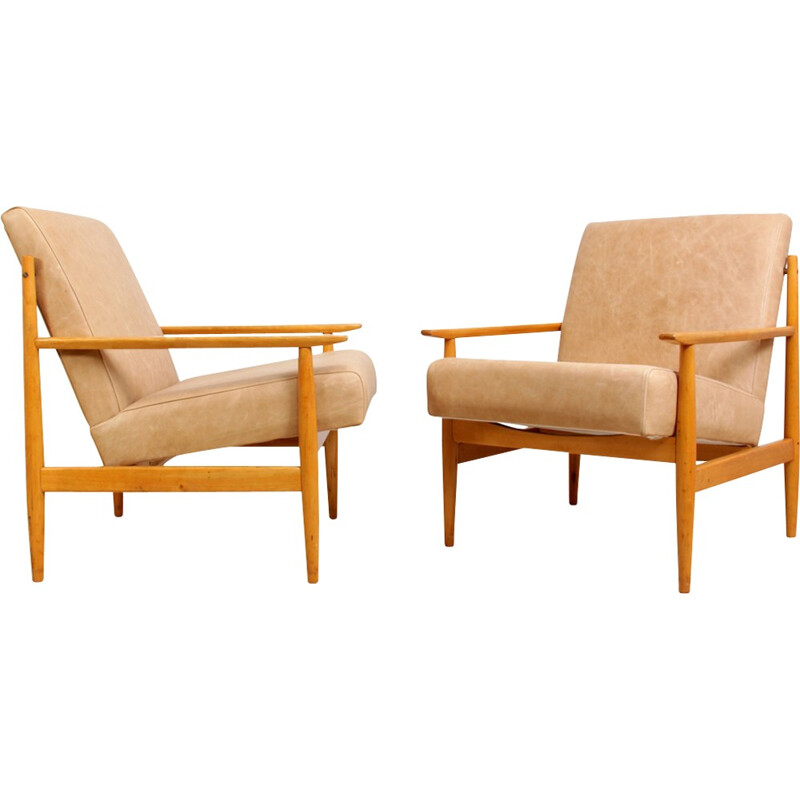 Pair of Mid Century Leather Armchairs - 1960s