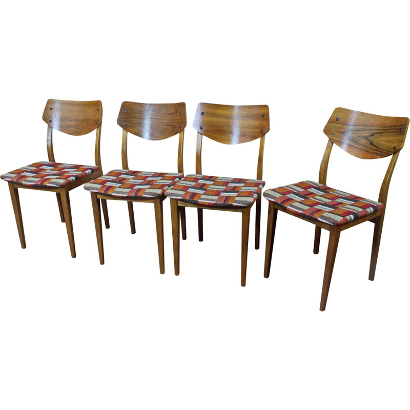 Set of 4 German diners chairs in walnut - 1960s