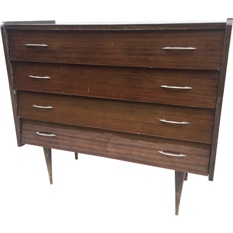 Mid-century varnished chest of drawers - 1960s