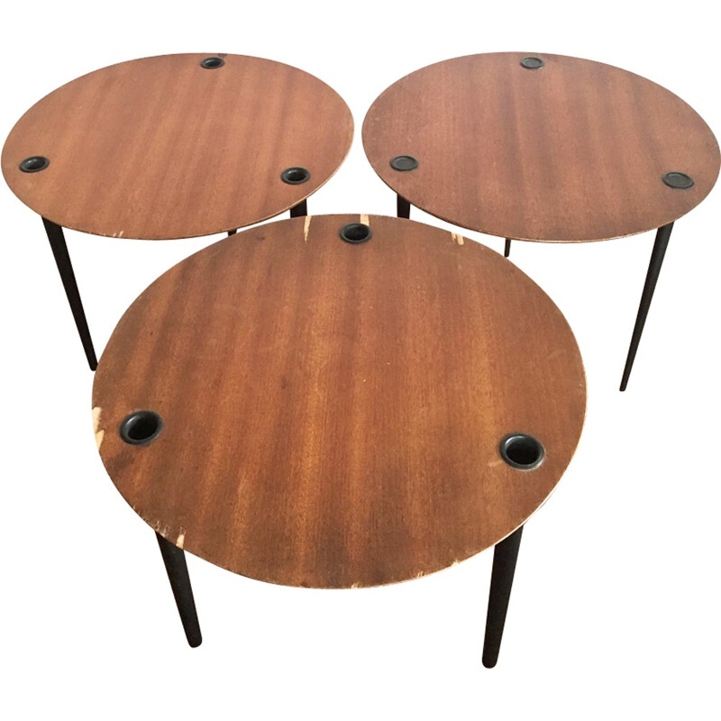 Set of 3 "Partroy" nesting tables by Pierre Cruège for Formes - 1950s