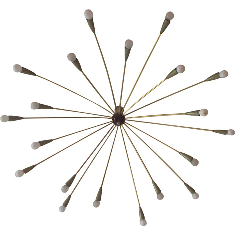 Huge Sputnik Ceiling lamp in barss with 20 arms - 1950s