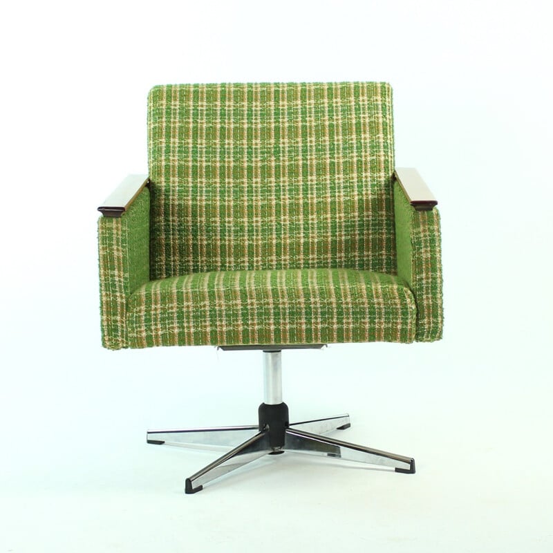 Pair of Green Swivel Club armchairs, Czechoslovakia - 1960s