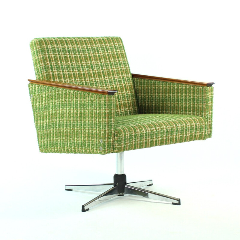 Pair of Green Swivel Club armchairs, Czechoslovakia - 1960s