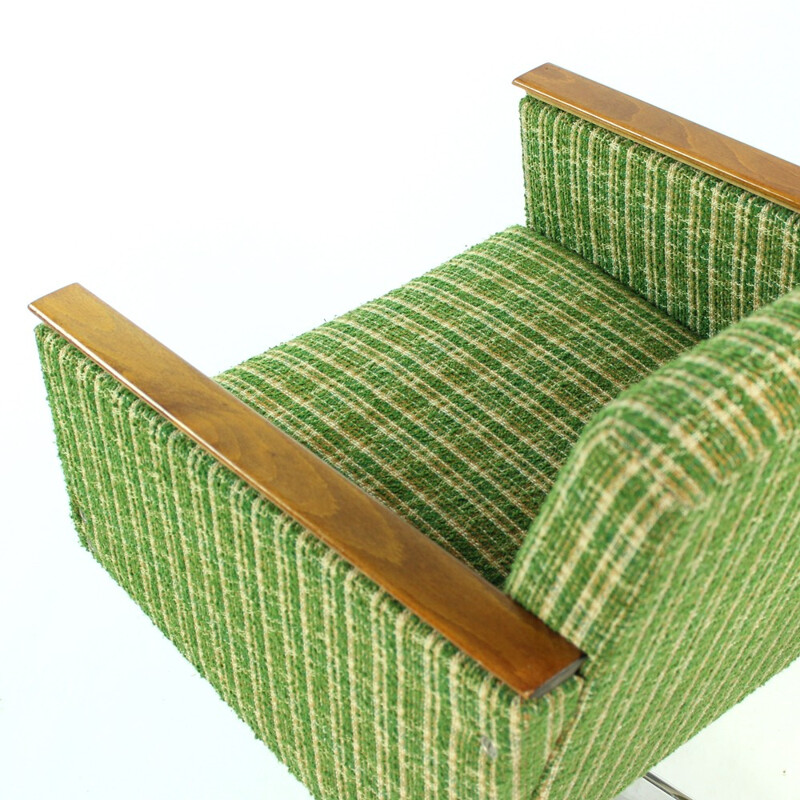 Pair of Green Swivel Club armchairs, Czechoslovakia - 1960s