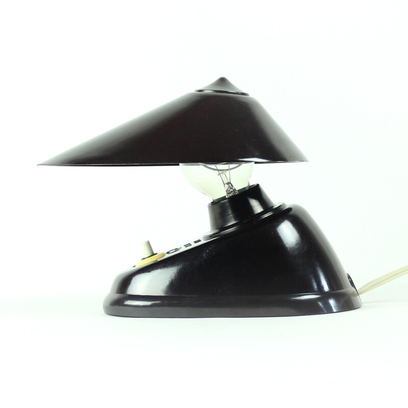 Black Bakelite Office Lamp, Bauhaus Team, Czechoslovakia - 1930s