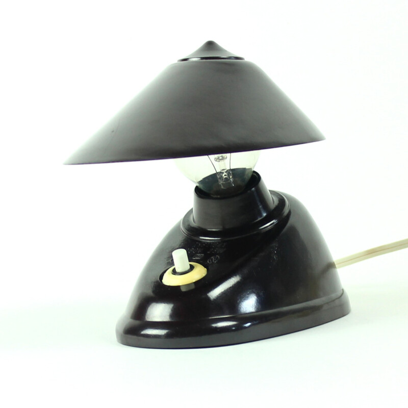 Lampe de bureau en bakélite noire, Bauhaus Team, Tchécoslovaquie - 1930