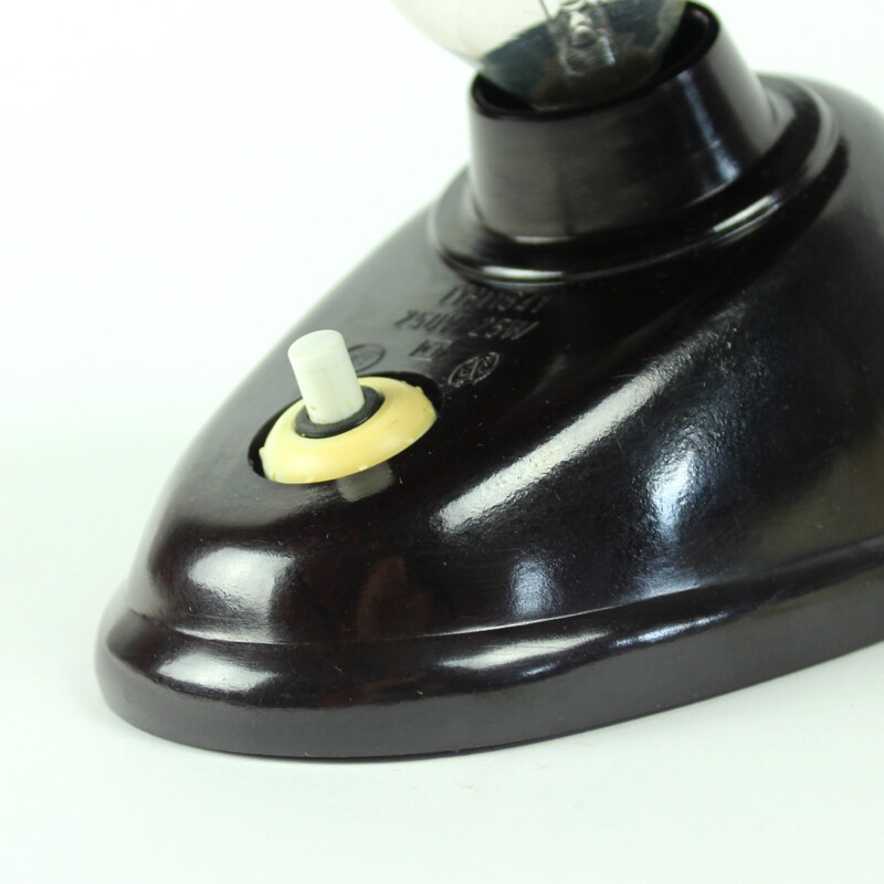 Black Bakelite Office Lamp, Bauhaus Team, Czechoslovakia - 1930s