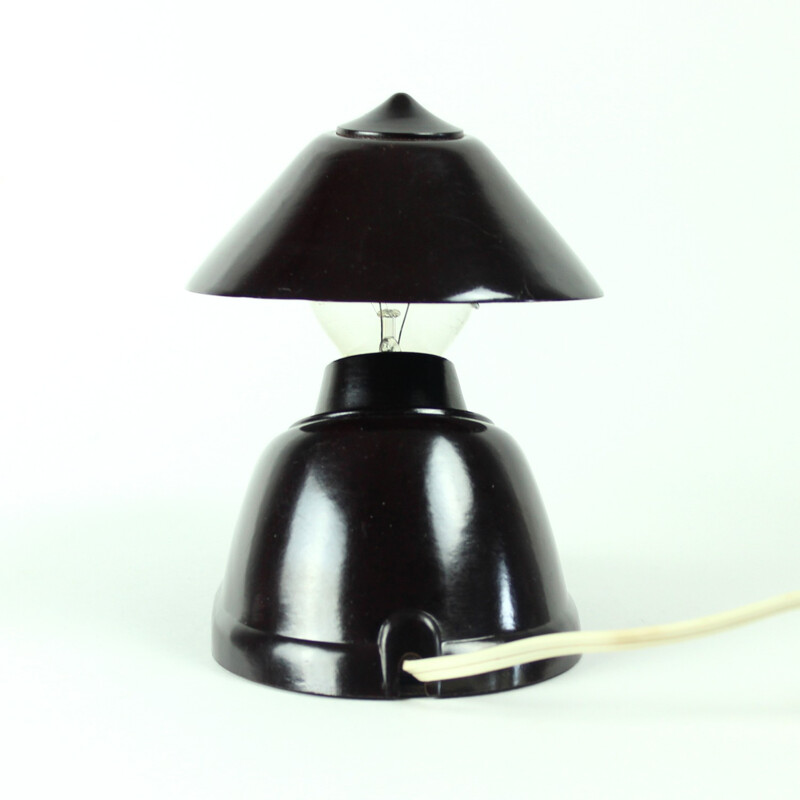 Black Bakelite Office Lamp, Bauhaus Team, Czechoslovakia - 1930s