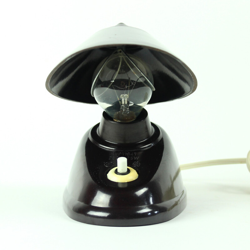 Black Bakelite Office Lamp, Bauhaus Team, Czechoslovakia - 1930s