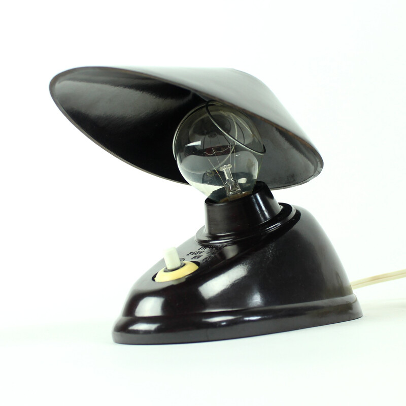 Black Bakelite Office Lamp, Bauhaus Team, Czechoslovakia - 1930s