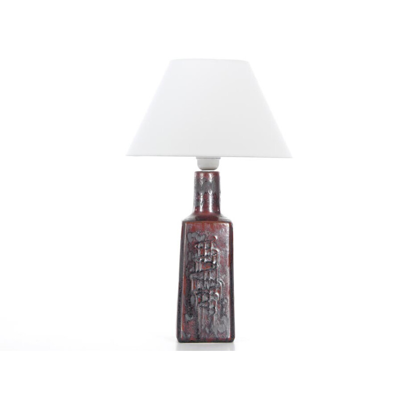 Scandinavian vintage lamp in red and grey ceramic, 1960