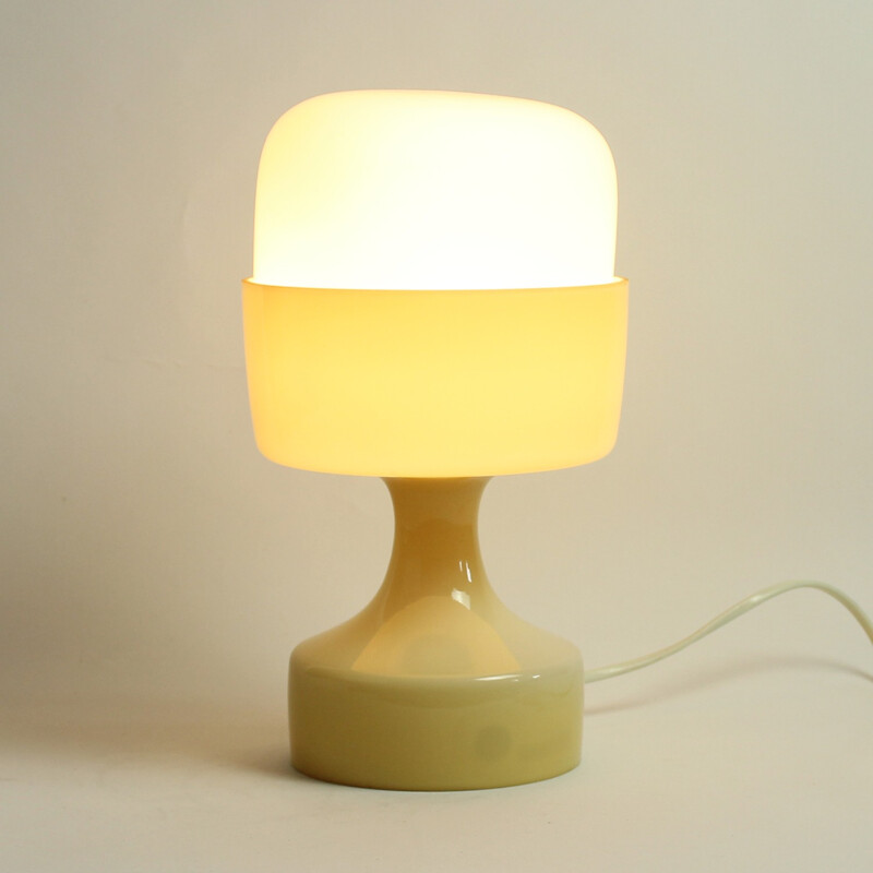 White or Cream Glass Lamp by Ivan Jakes for Osvětlovací Sklo, Czechoslovakia - 1970s