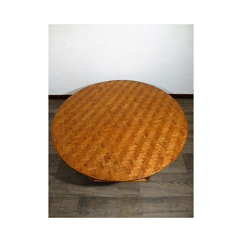 Large Vintage Rattan Coffee table - 1960s