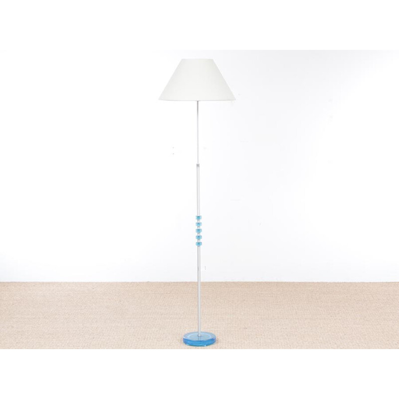 Scandinavian Floor lamp with aluminium and glass by Carl Fagerlund for Orrefors - 1960s