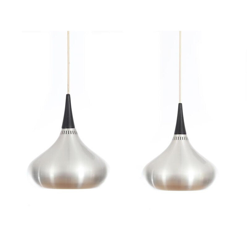 A pair of Aluminum Orient hanging lamps by Jo Hammerborg for Fog and Morup - 1960s