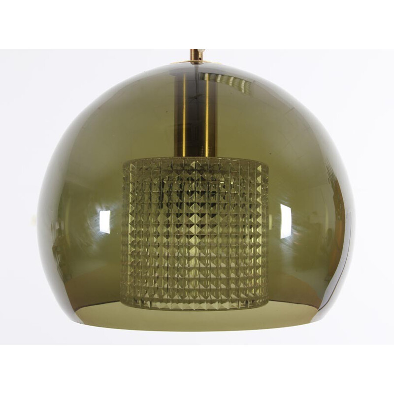 Green glass hanging lamp by Carl Fagerlund for Orrefors - 1960s