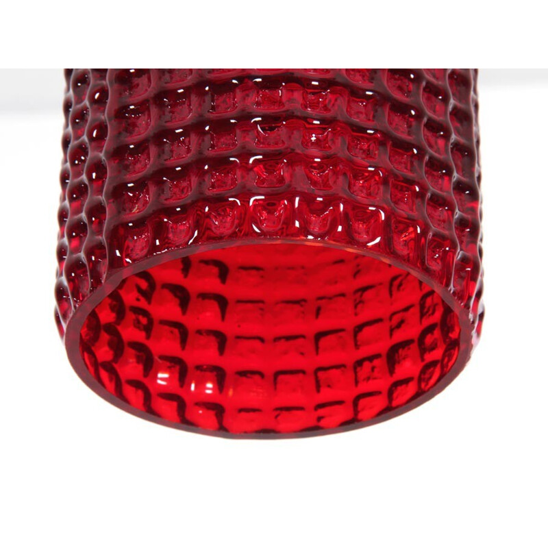 Skandinavische Vintage-Hängeleuchte aus rotem Glas - 1960