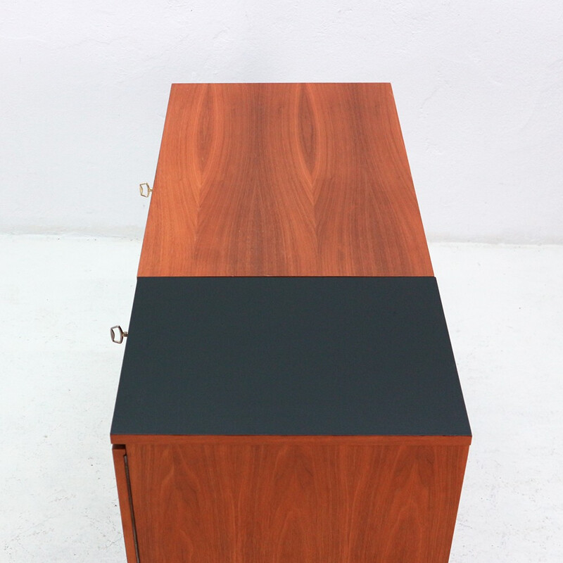 Vintage walnut small sideboard with raisable top - 1960s