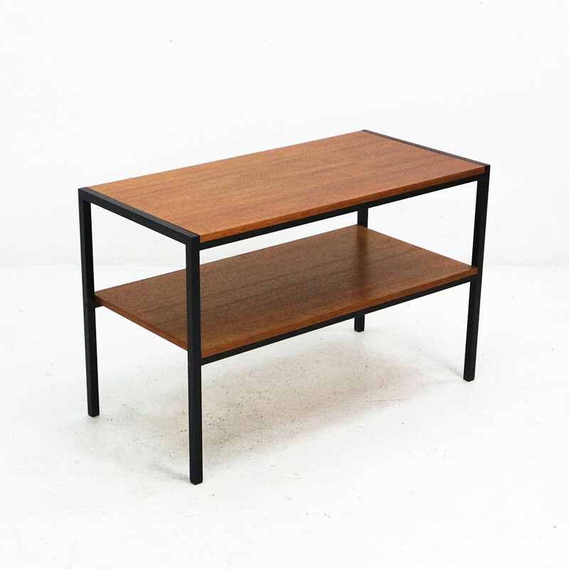 Vintage side table in teak and steel - 1960s