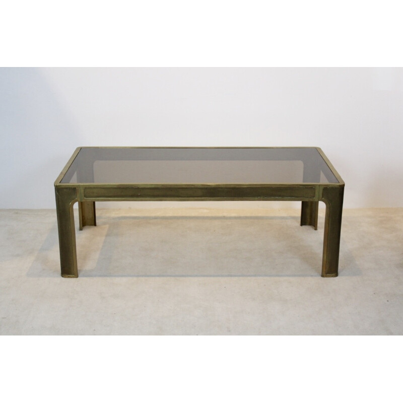 Vintage Brass and Glass Coffee table by Peter Ghyczy - 1970s