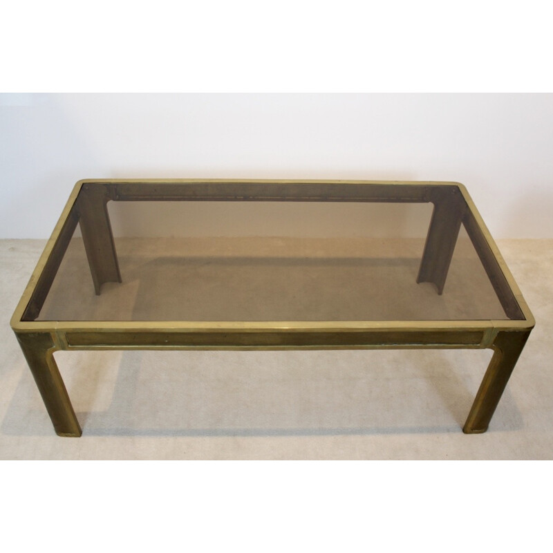 Vintage Brass and Glass Coffee table by Peter Ghyczy - 1970s