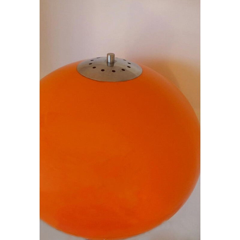 Vintage lamp in chrome-plated metal and orange plexiglas - 1970s