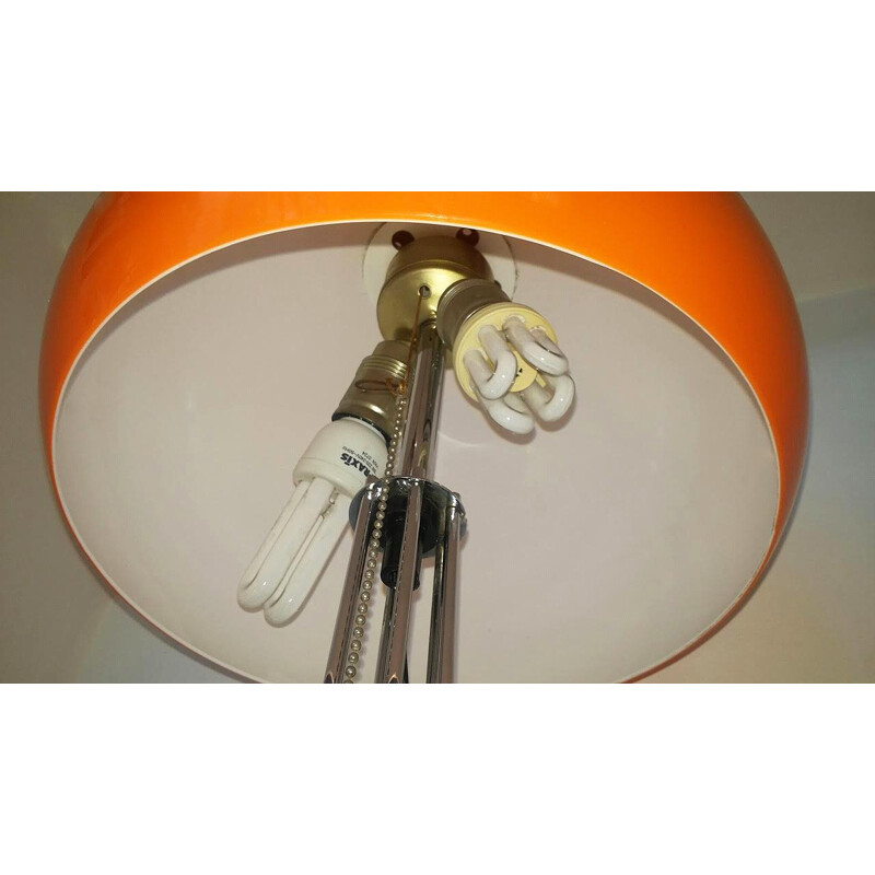 Vintage lamp in chrome-plated metal and orange plexiglas - 1970s