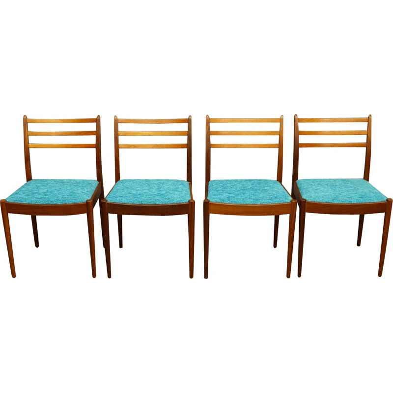Set of 4 vintage teak and fabric dining chairs by G-Plan - 1960s
