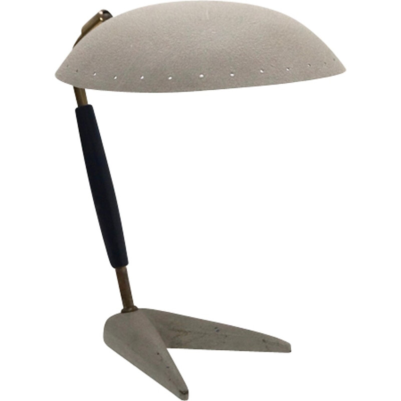 Lampe de table à pied de Corbeau vintage en métal et laiton - 1950