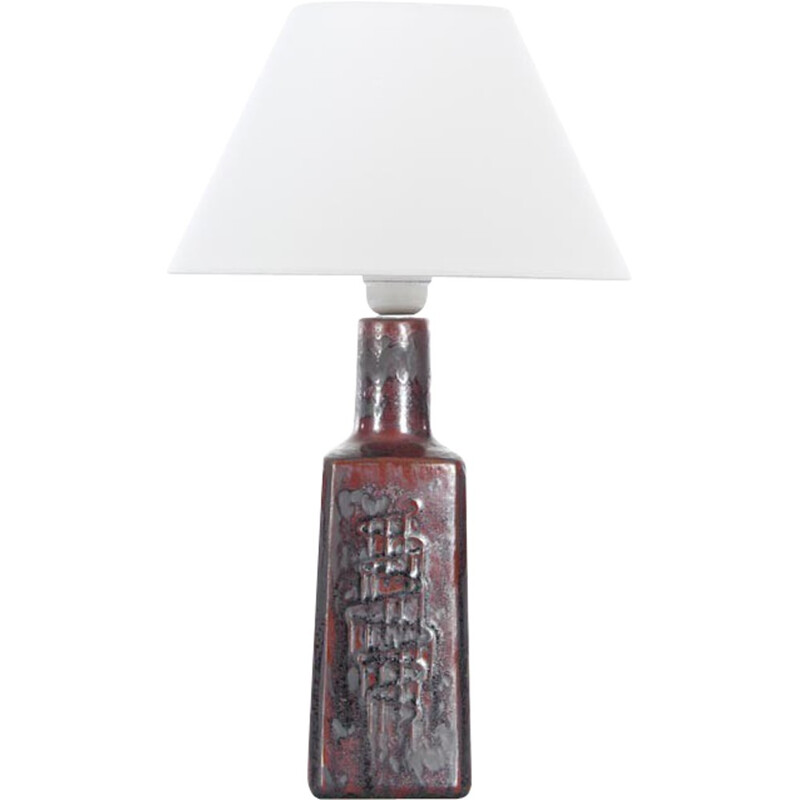 Scandinavian vintage lamp in red and grey ceramic, 1960