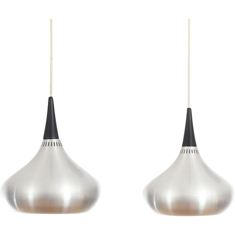 A pair of Aluminum Orient hanging lamps by Jo Hammerborg for Fog and Morup - 1960s