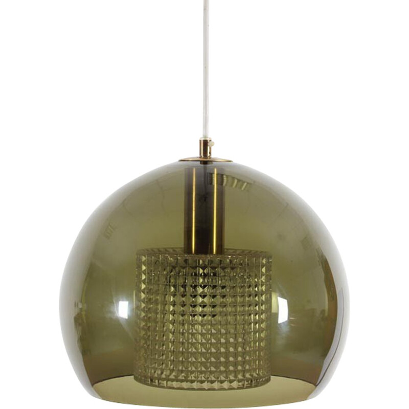 Green glass hanging lamp by Carl Fagerlund for Orrefors - 1960s