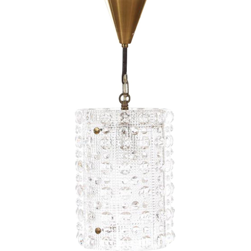 Scandinavische vintage glazen hanglamp model Cristal van Carl Fagerlund voor Orrefors, 1960